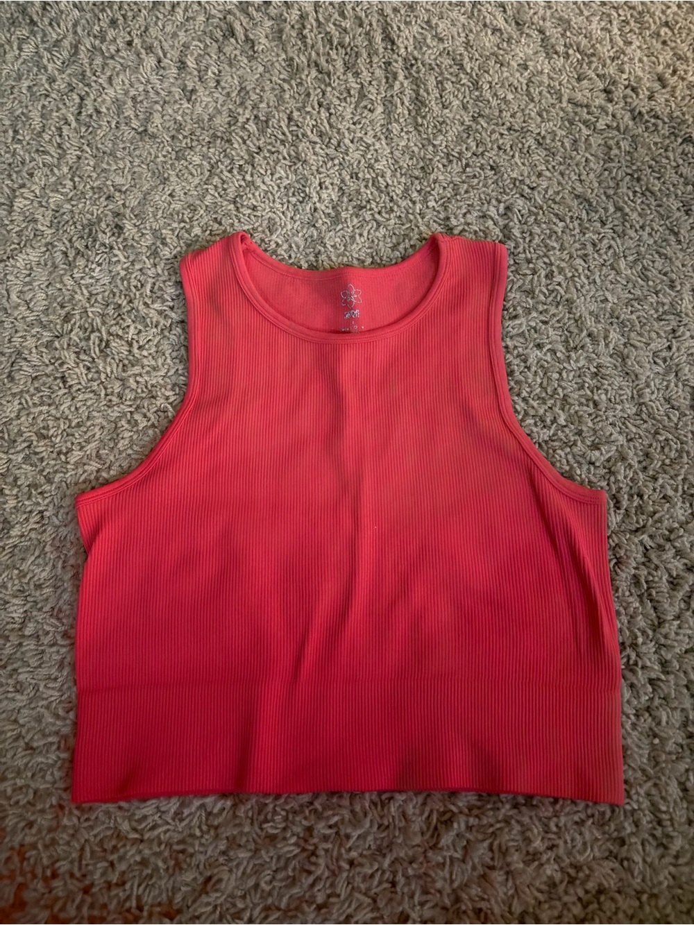 Ribbed Cropped Tank Top in Coral